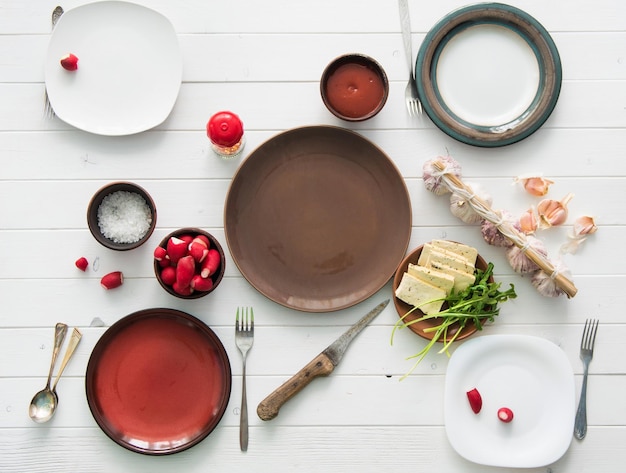 Table set with meals